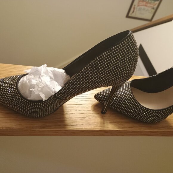 Aldo stessy heels black with silver stones brand new size 6.5 - Picture 6 of 10
